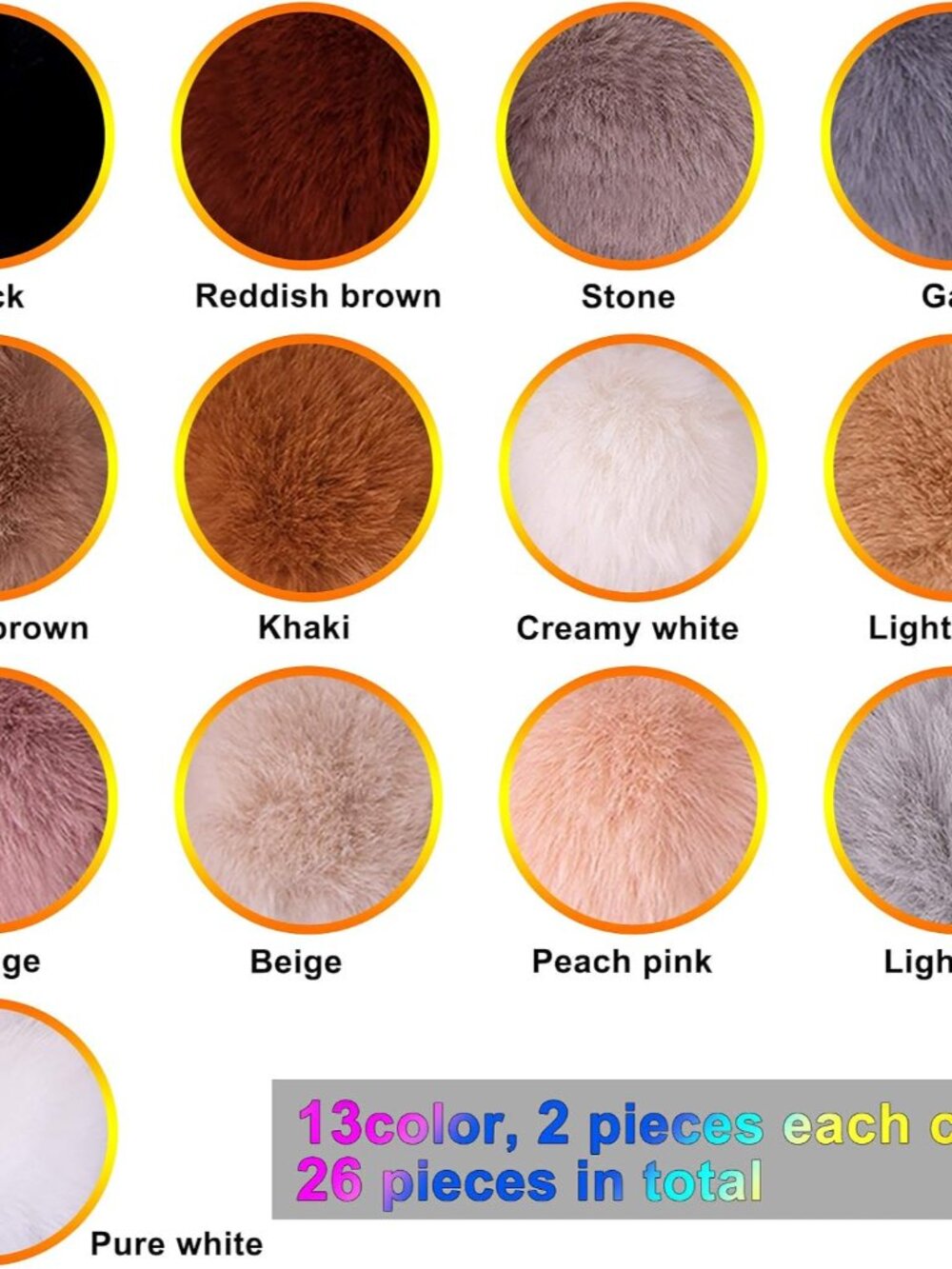 26 Pcs Faux Fur Pom Poms DIY Hat Pompom with Elastic Loop Soft Color - Picture 4 of 7